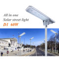 Serie D1 60W Económica todo en una luz solar con sensor de microondas para iluminación de carreteras